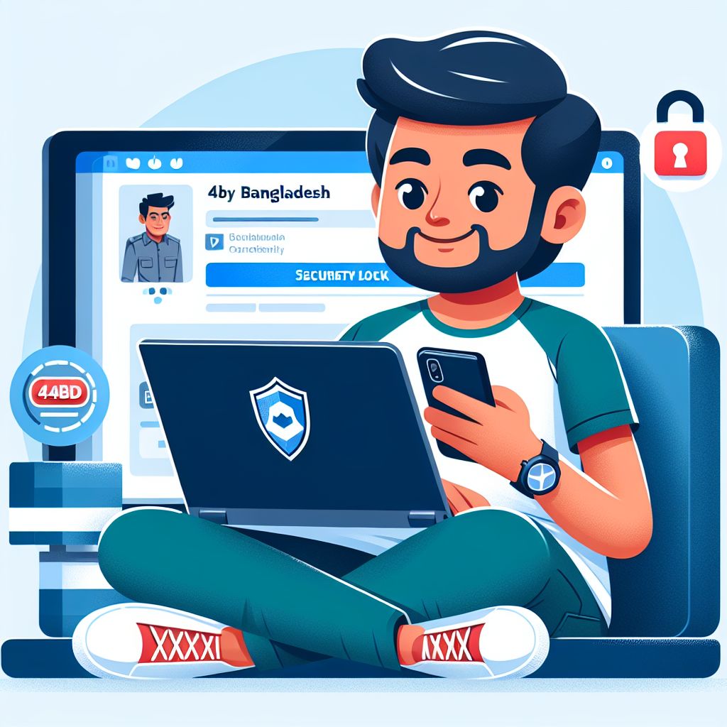 Cartoon character logging into 44BD account on a mobile phone